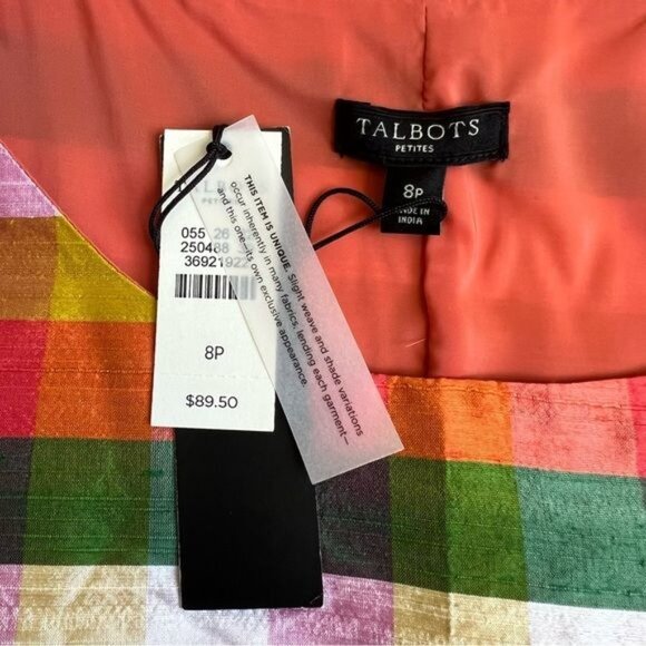 Talbots Summer Gingham Silk Shantung Sleeveless Blouse - 8P - Picture 4 of 5